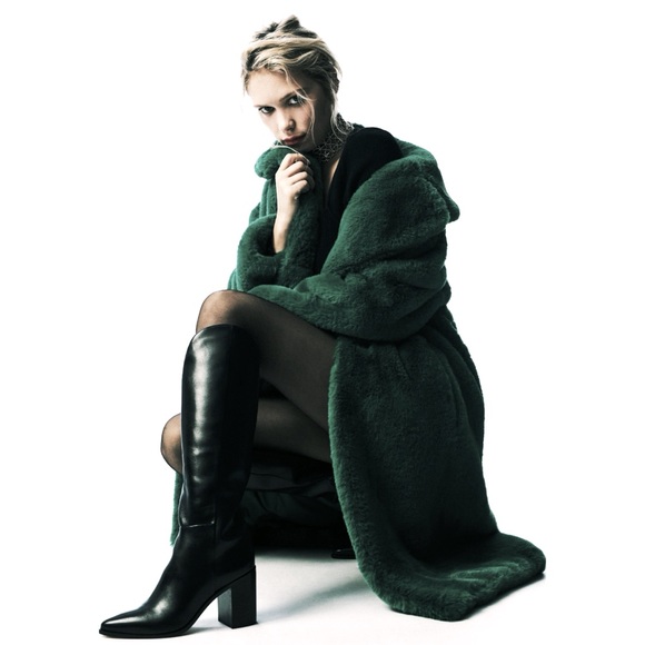 BCBGMaxAzria Jackets & Blazers - BCBGMAXAZRIA Luxurious Green Faux Rabbit Fur Teddy Coat Mob Wife